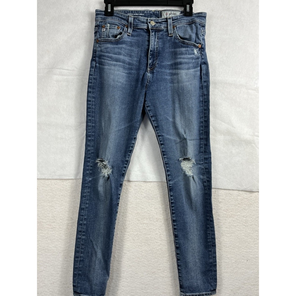 Great Condition AG Farrah Skinny Ankle Jeans Distressed Blue Size 30R